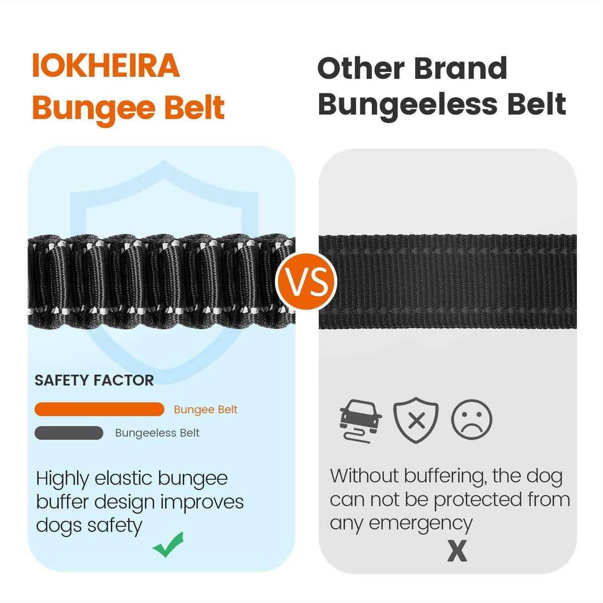 Dog Seat Belt Car Harness Reflective Bungee Y59228