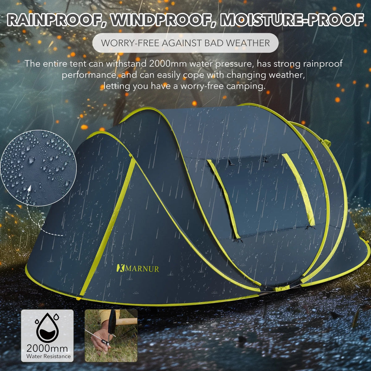 4-Person Waterproof Pop Up Camp Tent W733
