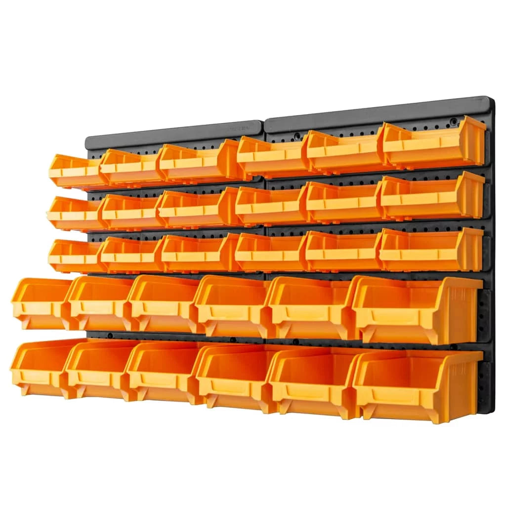 32 Piece Storage Bin Kit with Wall Panels Yellow and Black F75522
