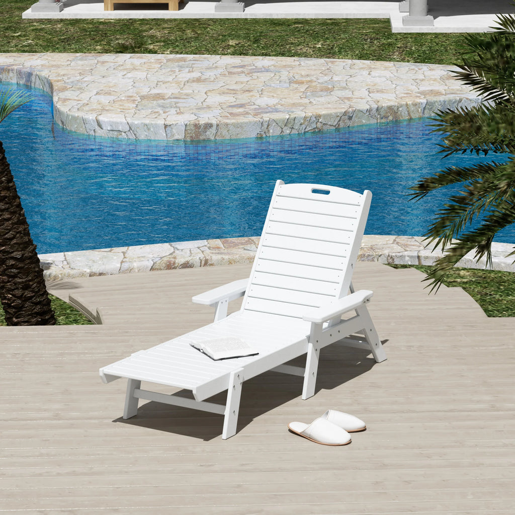 White Outdoor Lounge Chairs Set of 2 T5878