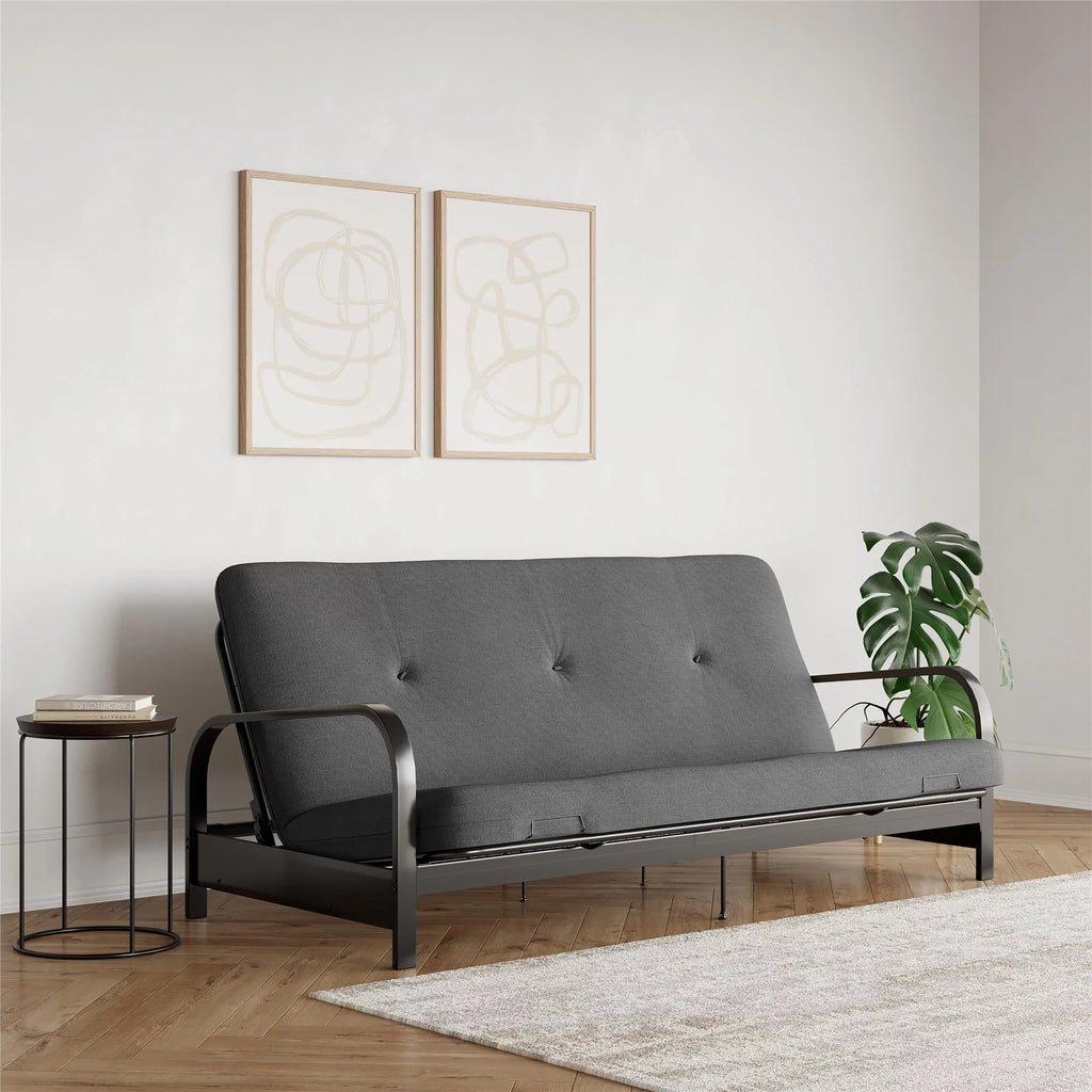 6-Inch Full Black Linen Futon Mattress L23148