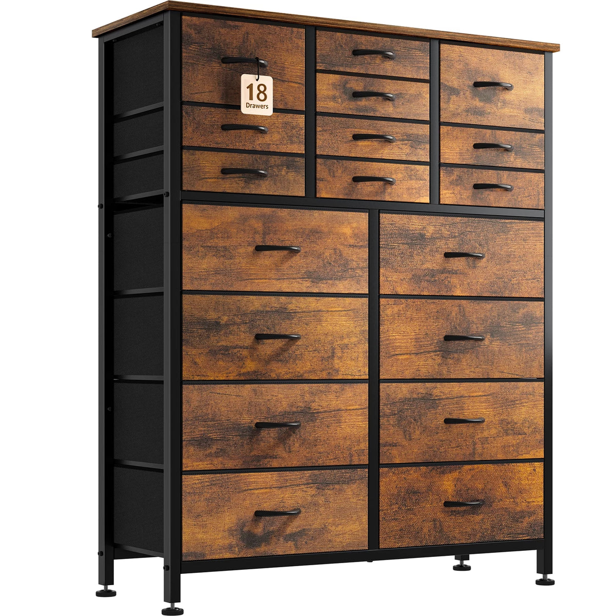 Rustic Brown 18 Drawer Fabric Dresser E4636
