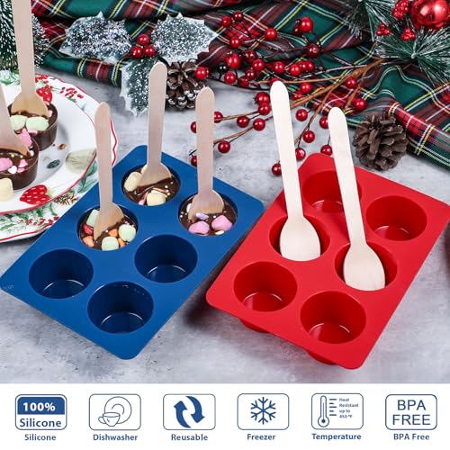 2pcs Silicone Hot Chocolate Spoon Molds with 30 Wooden Spoons A47633