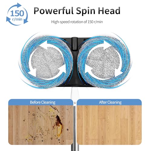 Cordless Electric Spin Mop with Water Sprayer and LED Headlight L901480