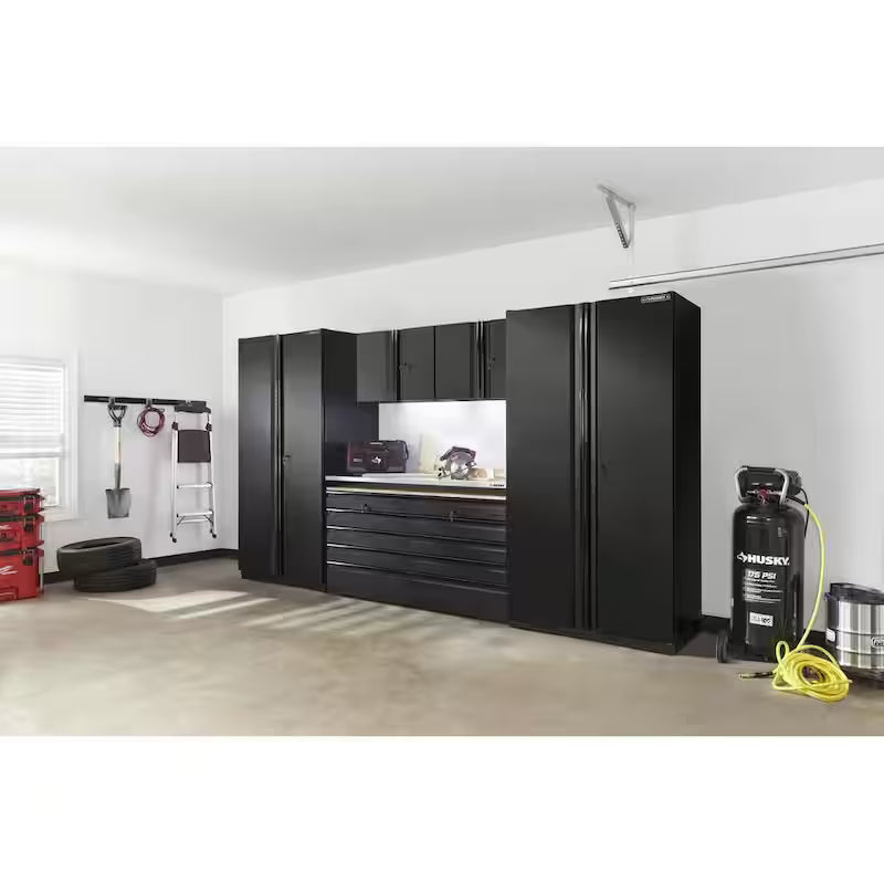7-Piece Heavy Duty Welded Steel Garage Storage System in Black E975