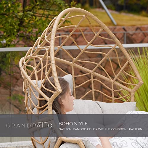 Oversized PE Wicker Egg Chair with Olefin Cushion and Stand V86528