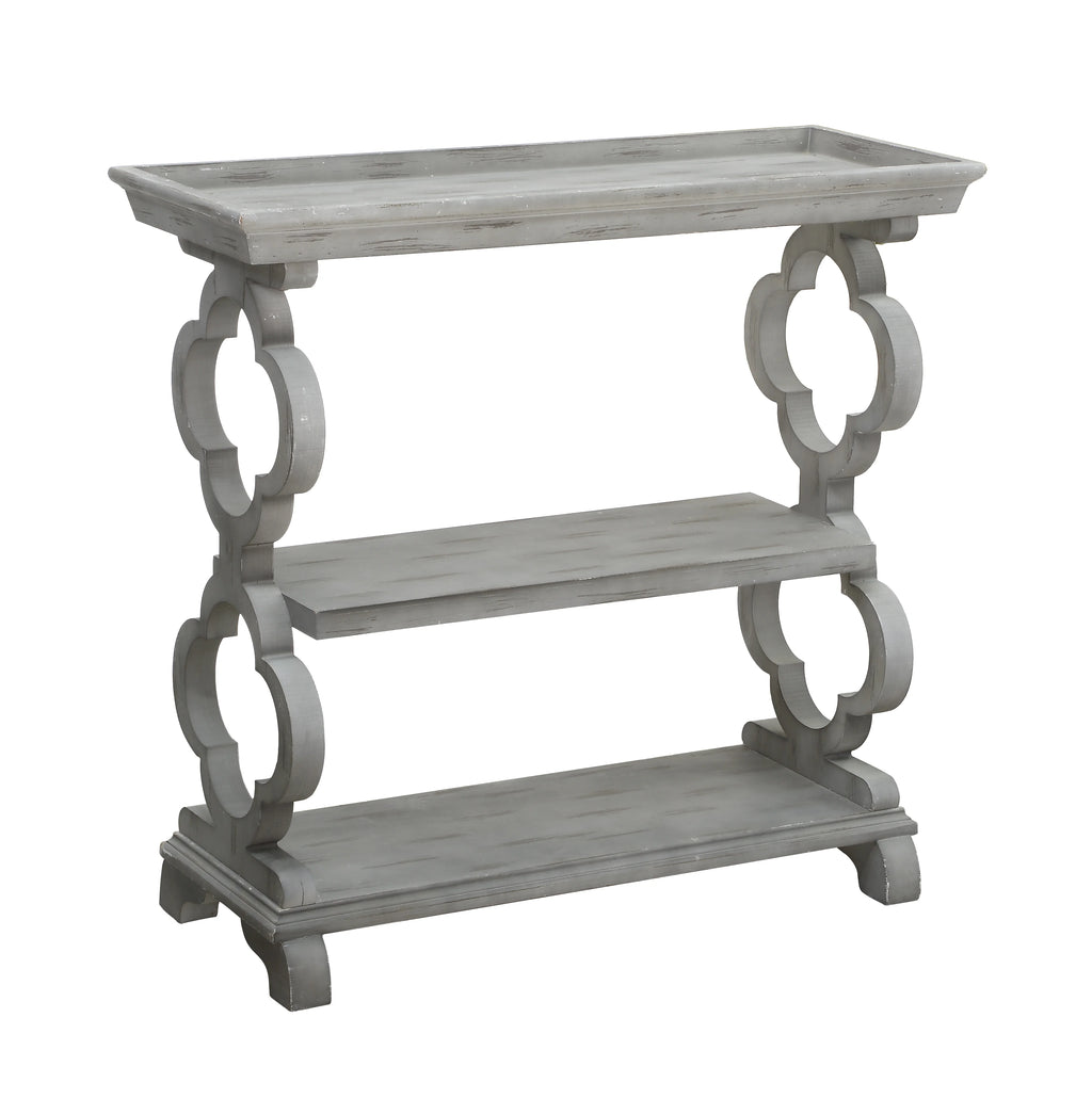 Grey Quatrefoil Console Table Q158