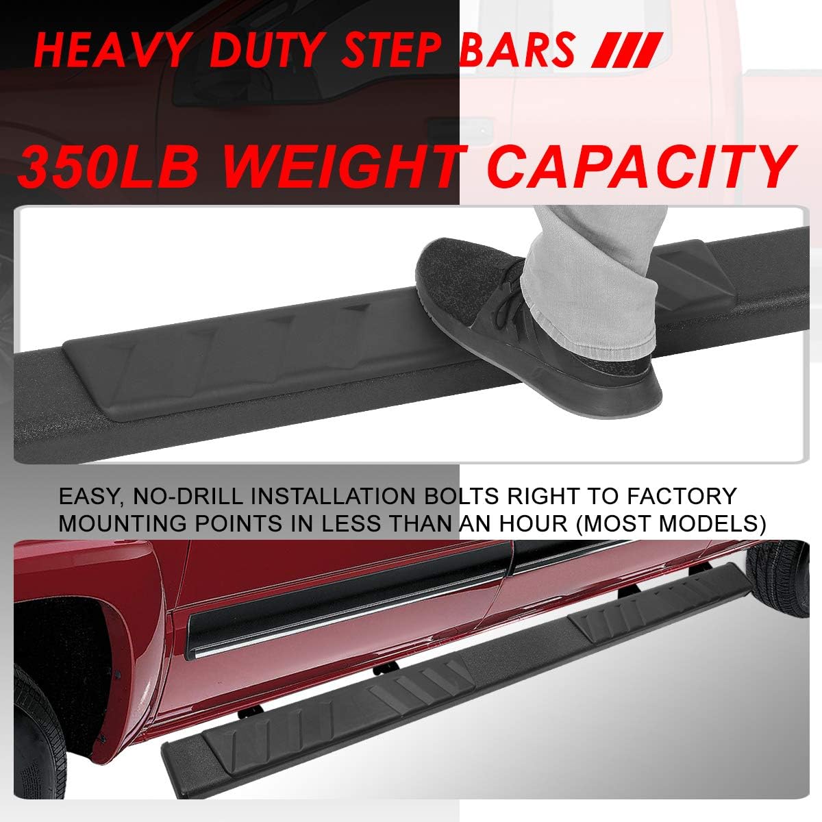5 Inches Stainless Steel Black Powdercoated Side Step Bar Running Boards C324