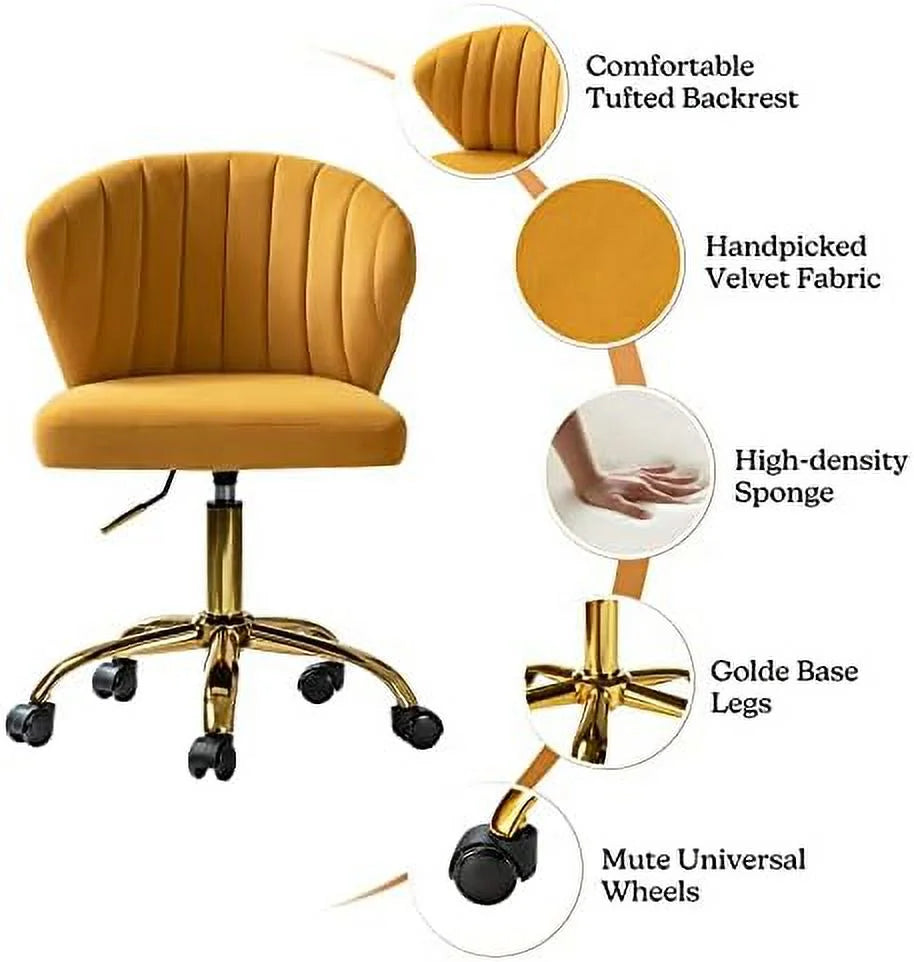 Velvet Armless Office Chair with Wheels N4408