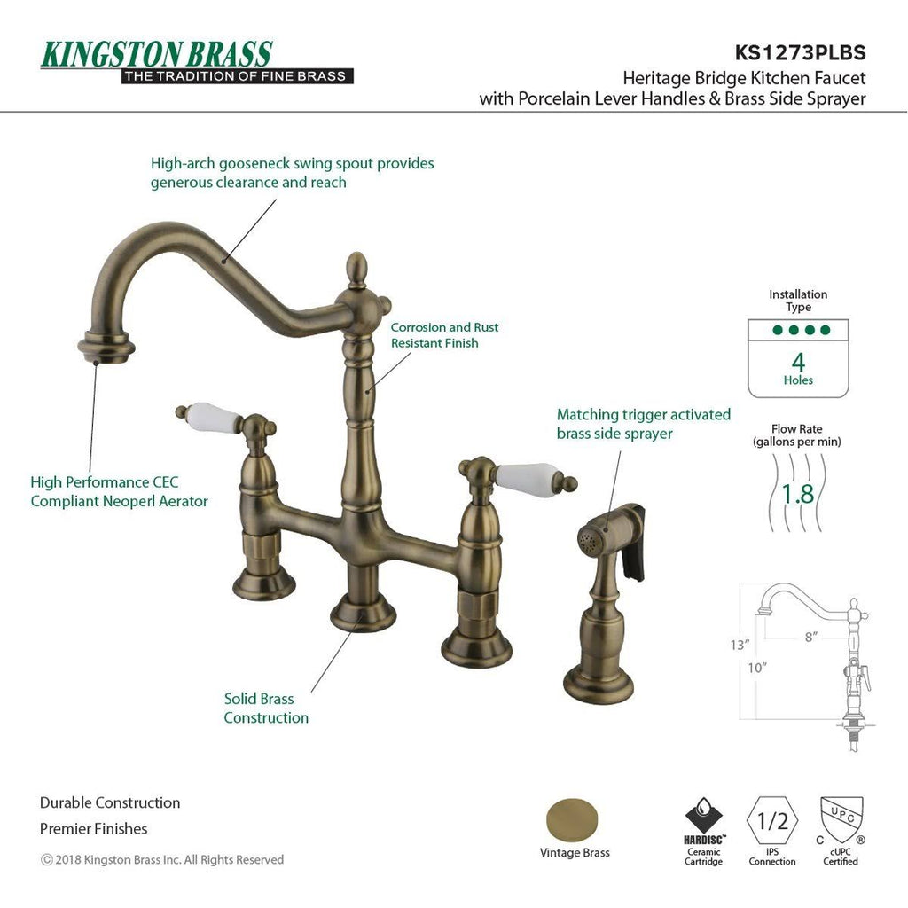 Polished Nickel Kitchen Faucet with Brass Sprayer S568406
