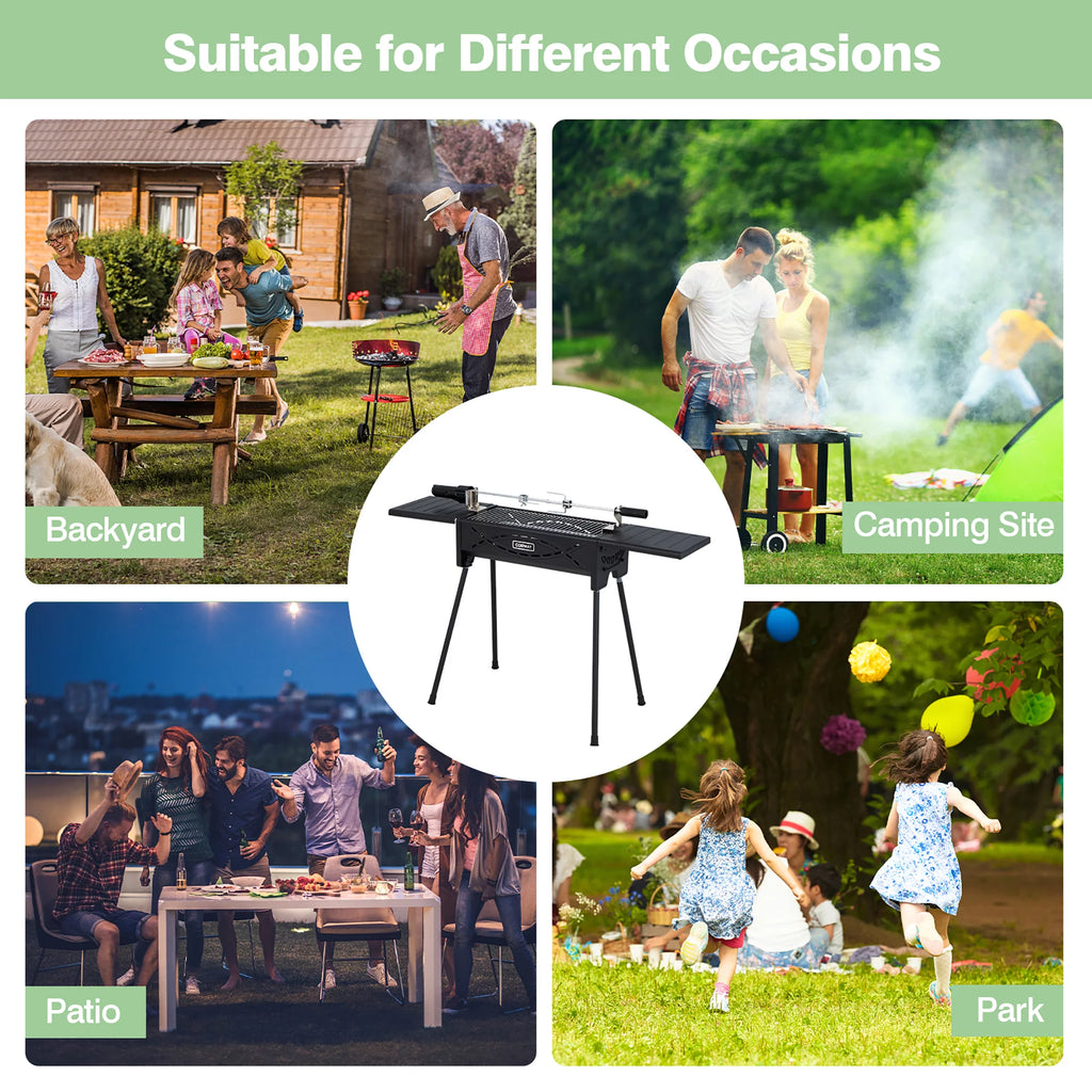 Portable Charcoal Grill with Removable Legs & Side Trays F637336