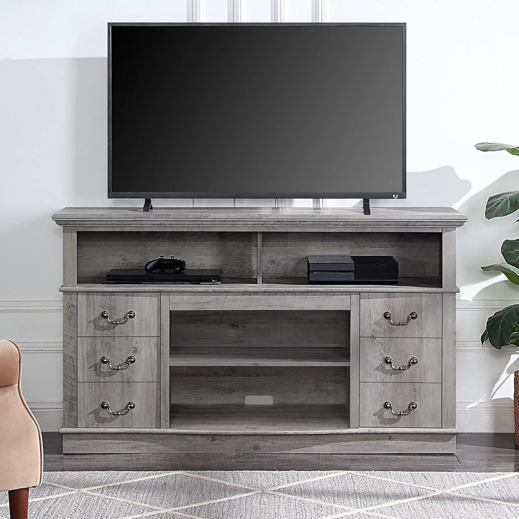 60 Inch TV Stand with Open Storage Shelves & Cabinets J97228