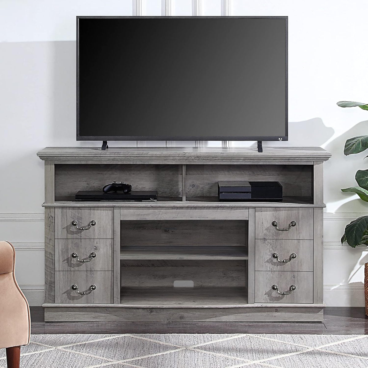 60 Inch TV Stand with Open Storage Shelves & Cabinets J97228