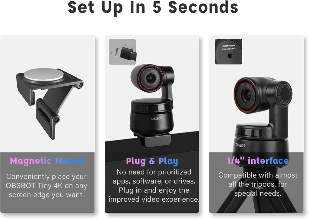 4K PTZ Webcam with Dual Omni-Directional Mic 4X Zoom V735