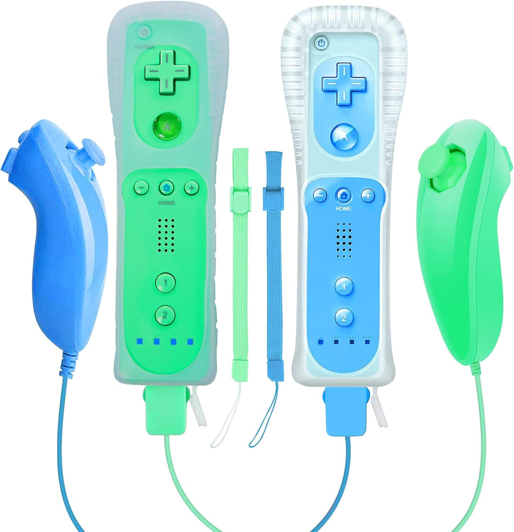 Wireless Controller and Nunchuck Joystick 2 Packs with Silicone Case and Wrist Strap Y2249