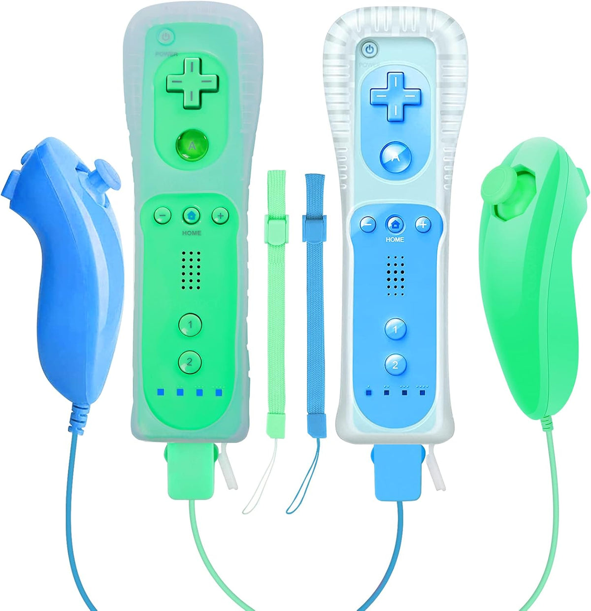 Wireless Controller and Nunchuck Joystick 2 Packs with Silicone Case and Wrist Strap Y2249