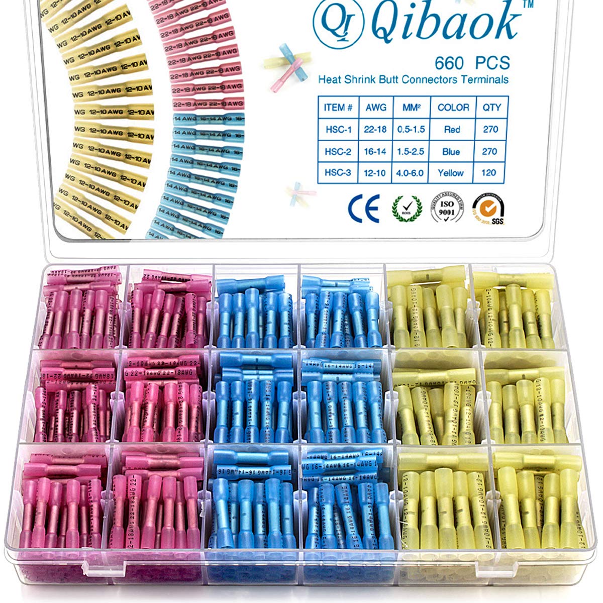 660 PCS Waterproof Insulated Heat Shrink Butt Connectors L1371