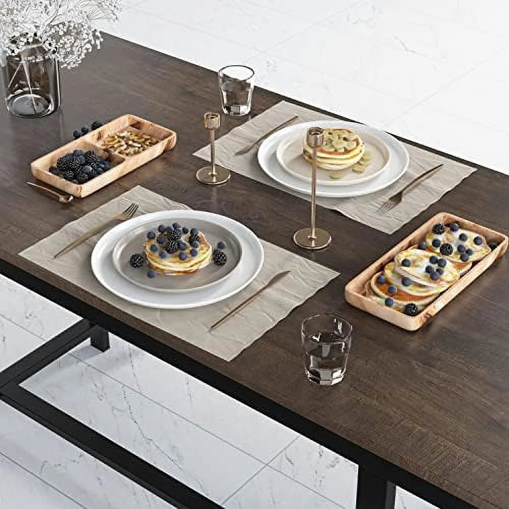 3-Piece Rustic Wood Dining Table Set with Benches T539553