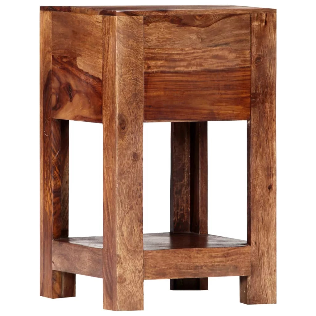 Sheesham Wood Nightstand with Storage Drawer and Bottom Shelf O28489