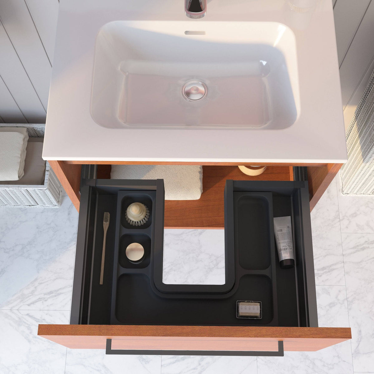 24x22 Autumn Oak Wood Bathroom Vanity Cabinet with Ceramic Top Sink O6744