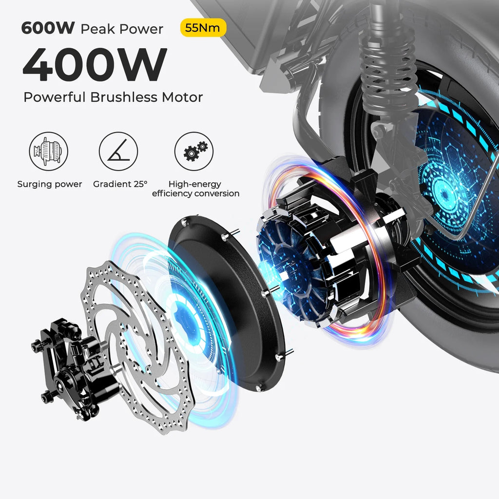 Electric Bike with 400W Motor 48V 13Ah Removable Battery Folding U964063