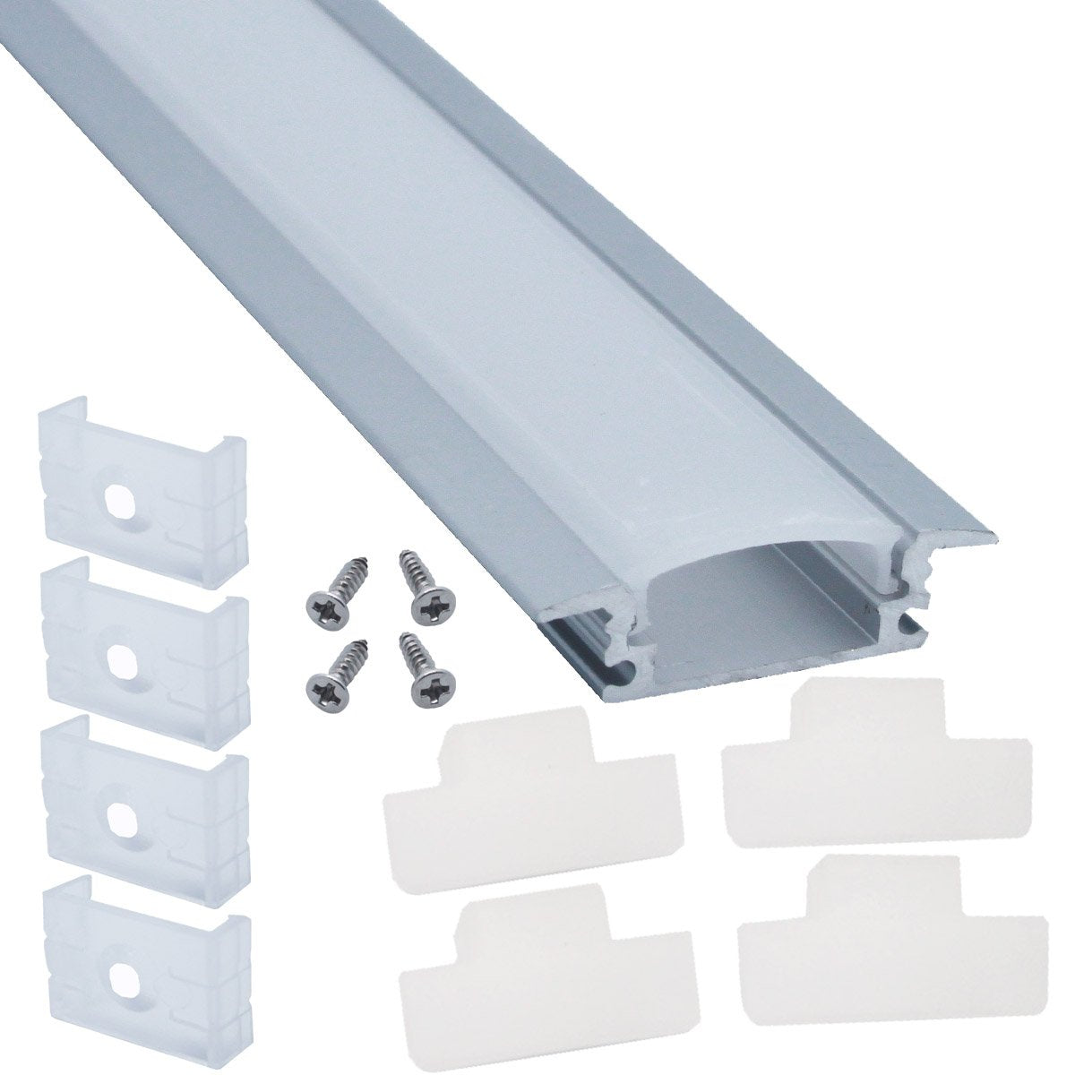 10 Pack Recess Aluminum Channels for LED Strips 1 Meter Frosted Diffused I779