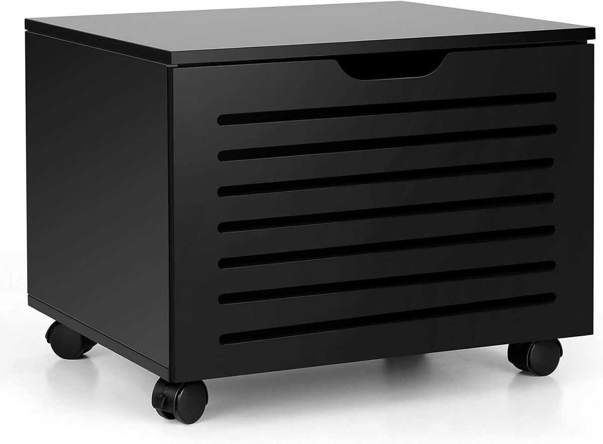 Black Rolling File Cabinet with Drawer Z33457