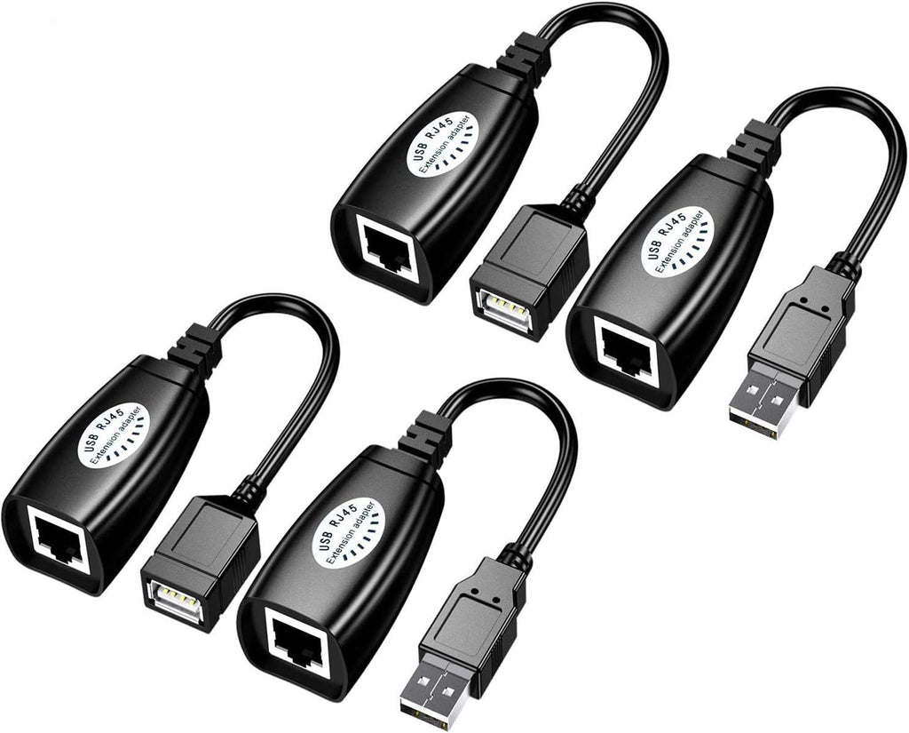 USB RJ45 Extender Over Cat5/Cat5e/Cat6 Cable Connector Adapter 2 Pairs O726