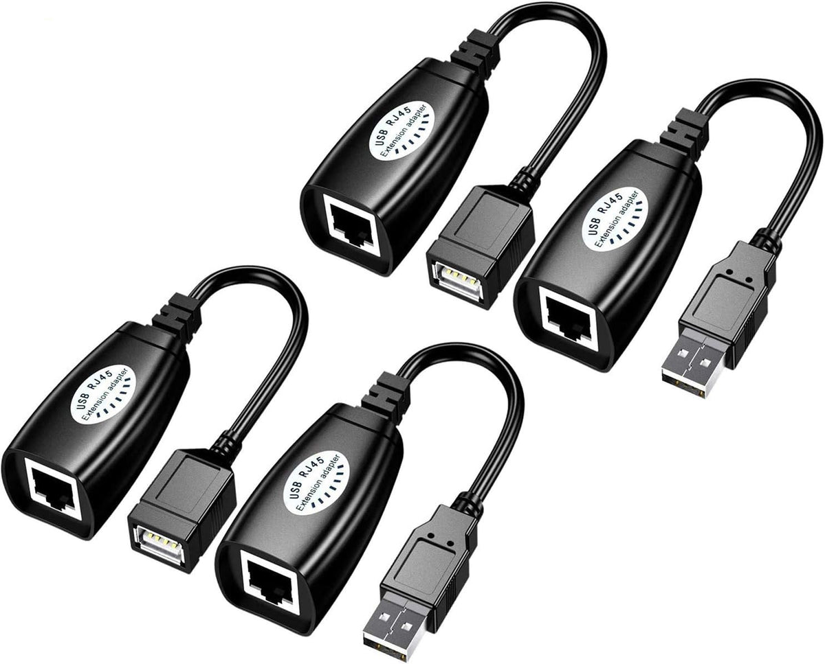 USB RJ45 Extender Over Cat5/Cat5e/Cat6 Cable Connector Adapter 2 Pairs O726