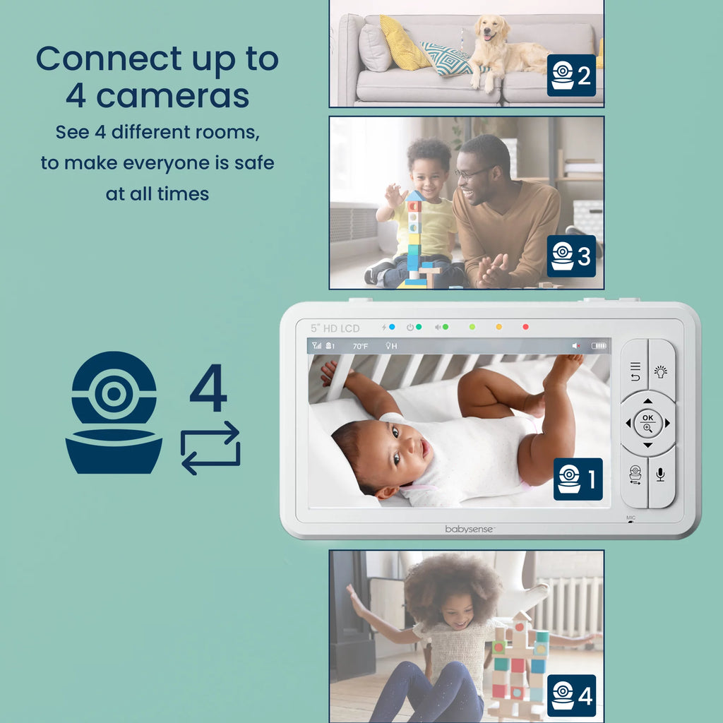 Baby Video Monitor Split Screen 5" HD Display with 2 Cameras Y4739