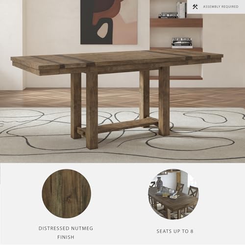 White Dining Extension Table with Trestle Base O783241