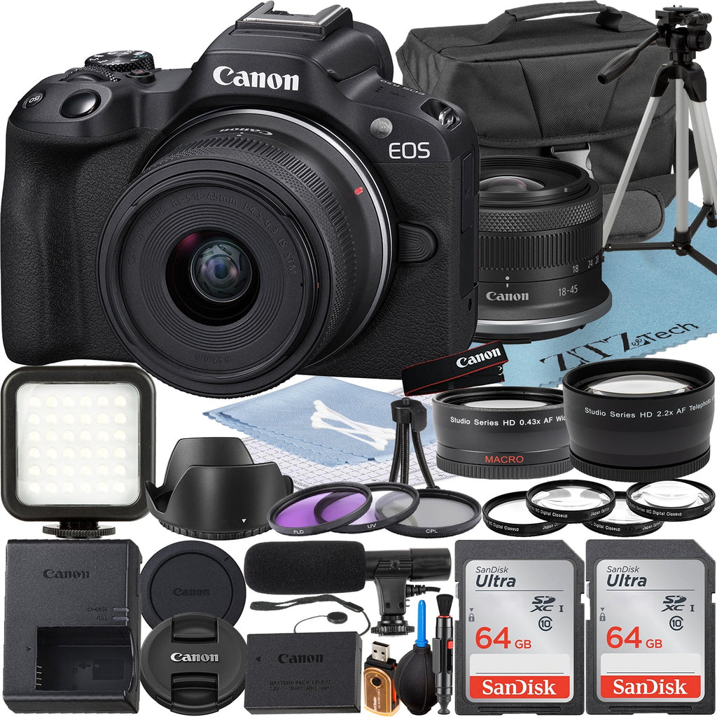 Mirrorless Camera with 18-45mm Lens, 64GB Memory Card, Case D627