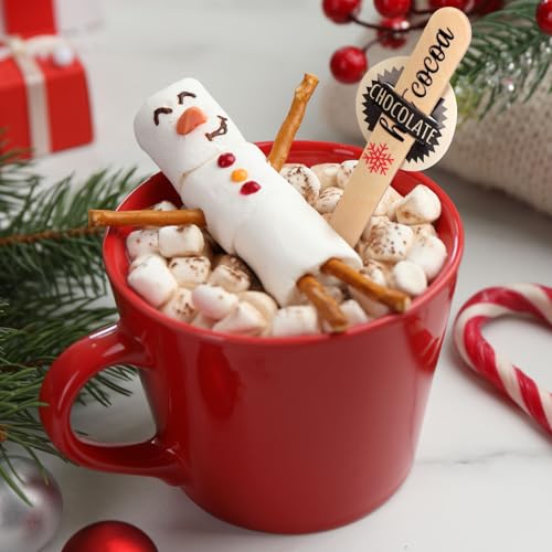 100 Set Christmas Disposable Wooden Spoons 5.5 Inches Q47003