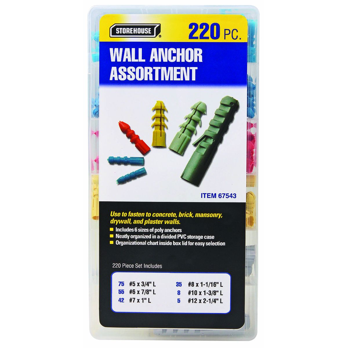 Wall Anchor Assortment, 220 Piece W59747