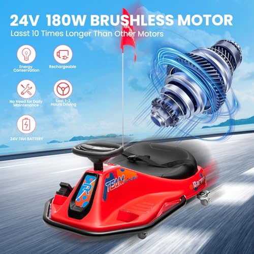 24V Electric Drifting Go Kart for Kids, Black A474539