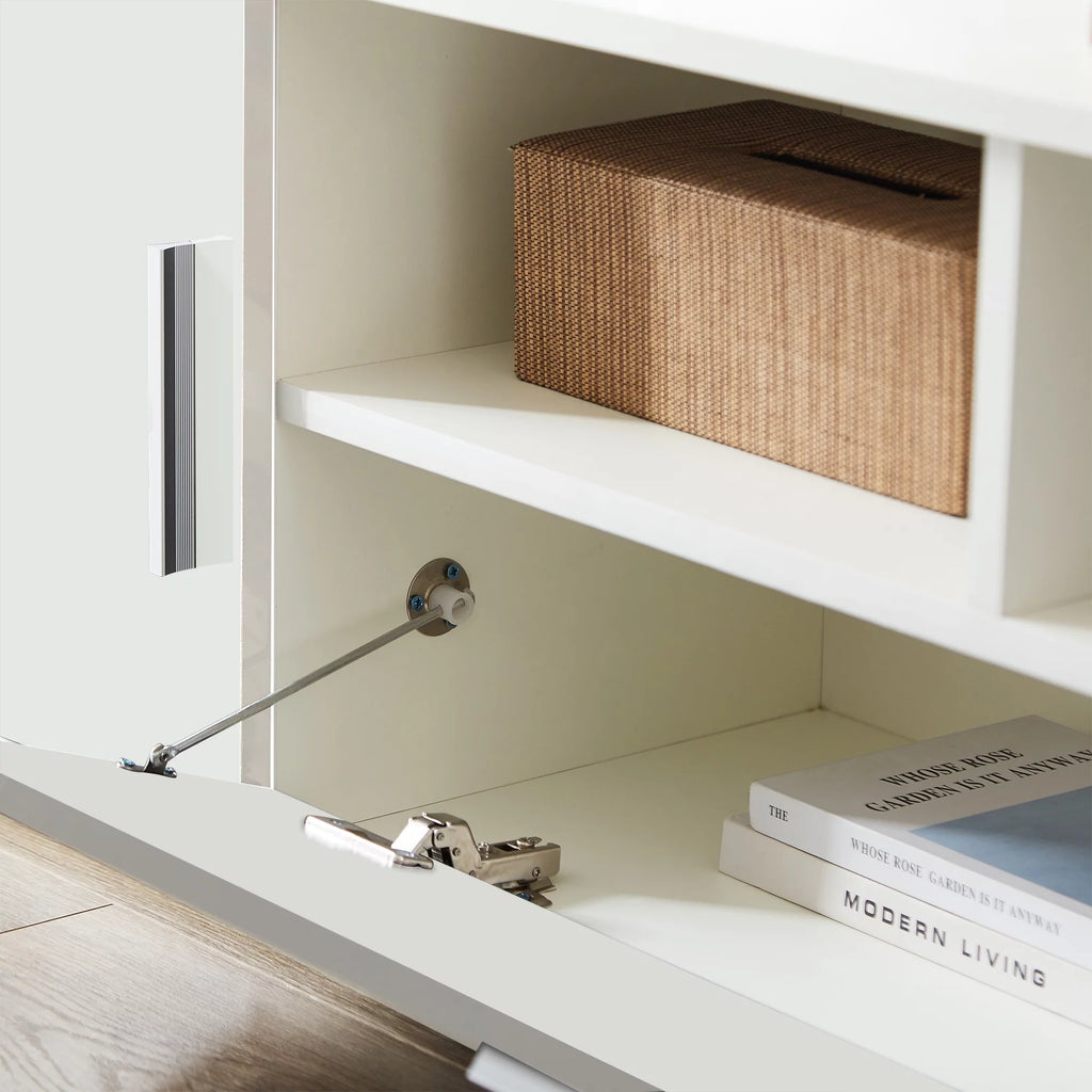 High Glossy TV Stand Cabinet with 3 Doors and Open Shelf X591939