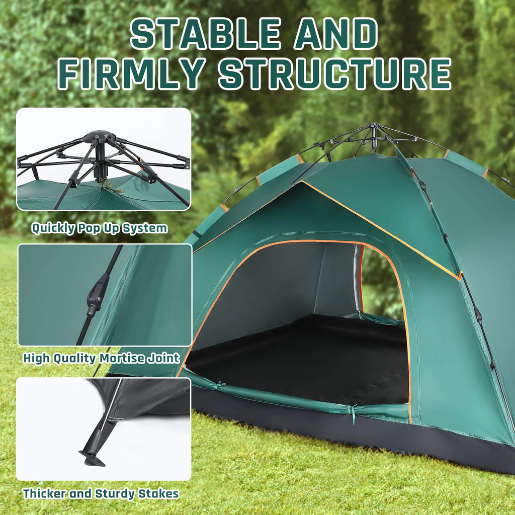 4 Person Pop up Camping Tent, Green D596049