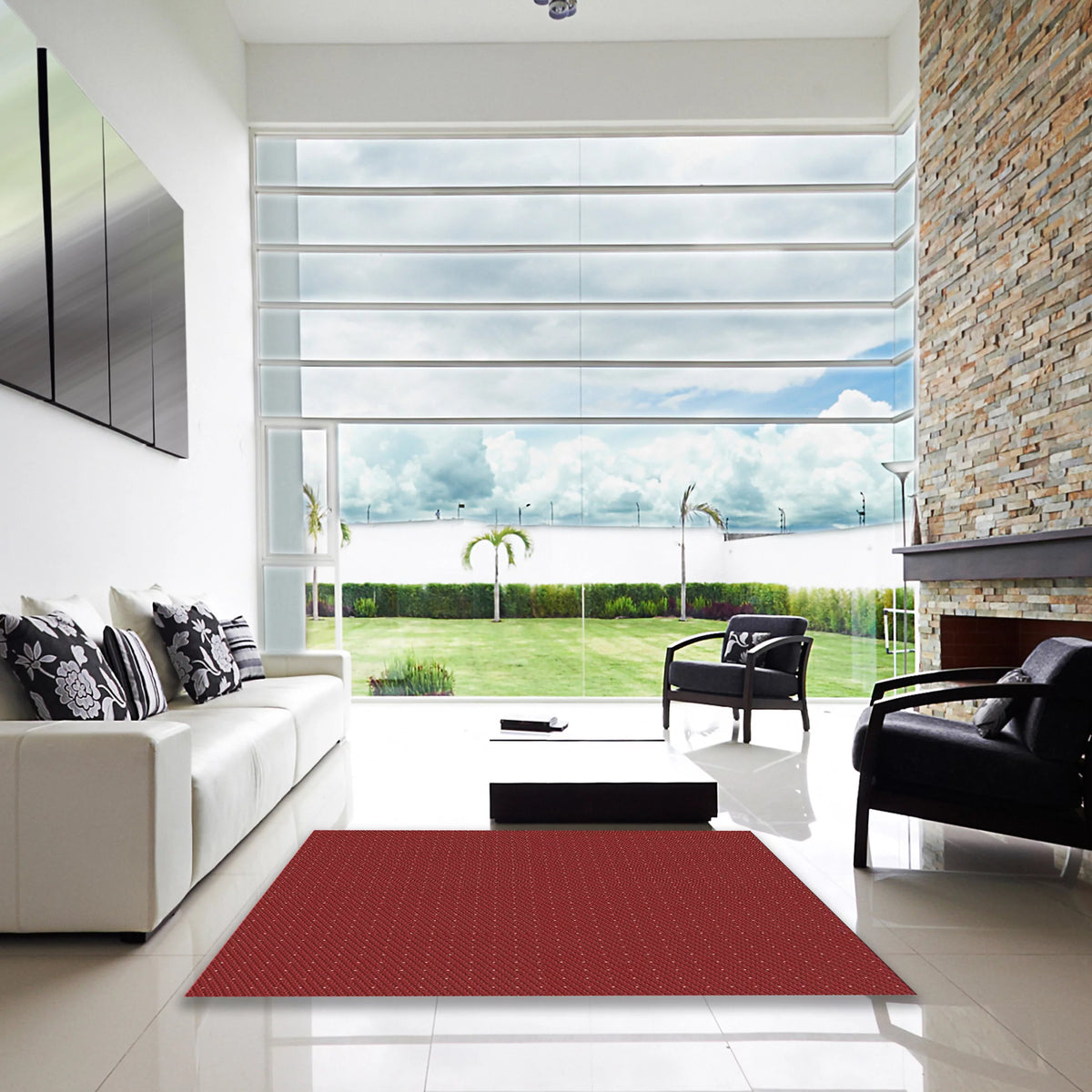 Machine Washable Red 5' x 8' Area Rugs A1085