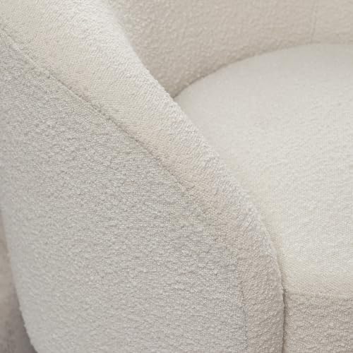 Cream Boucle Swivel Barrel Chair with Round Ottoman Set I670973