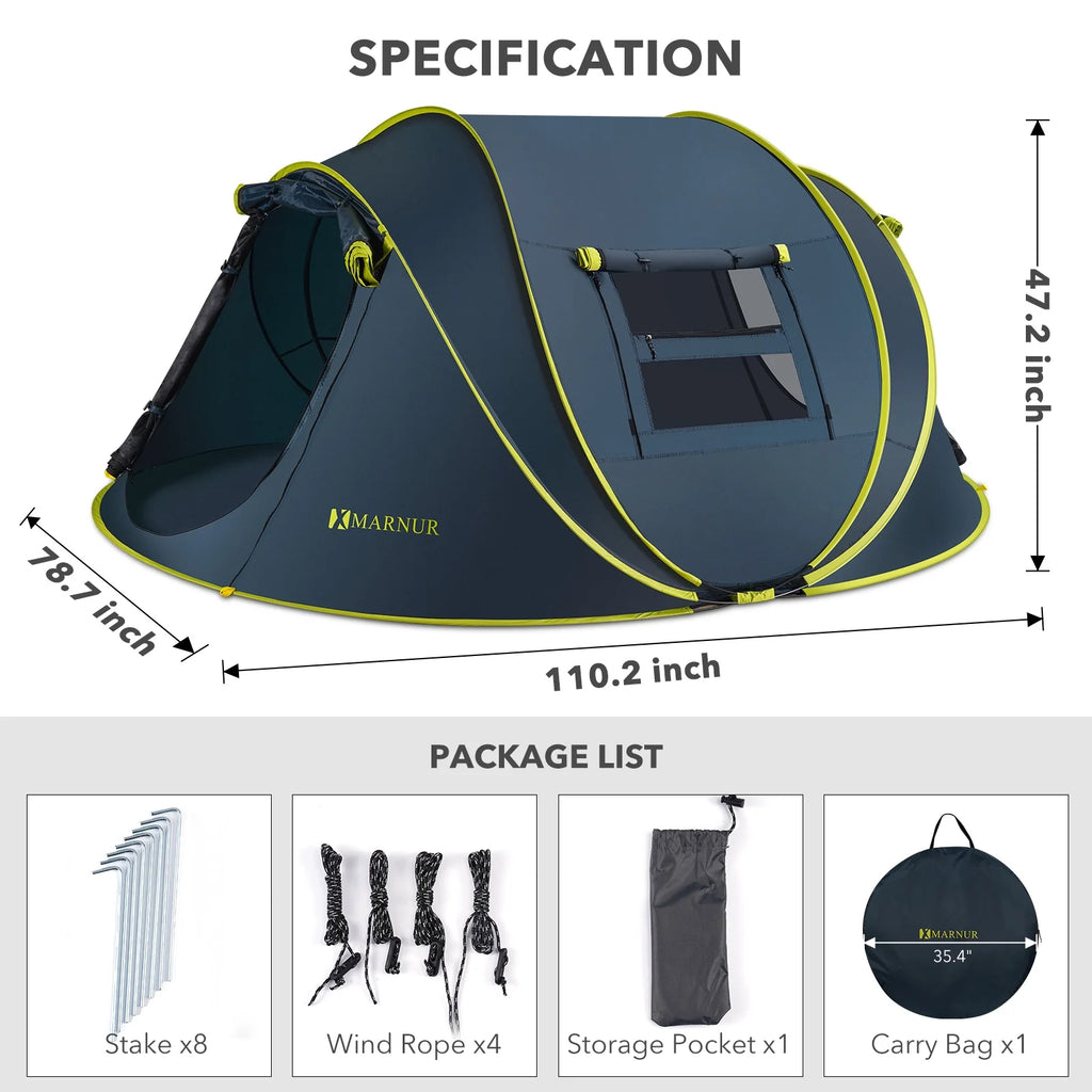 4-Person Waterproof Pop Up Camp Tent W733