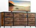 Black 9 Drawer Wide Dresser TV Stand O838535