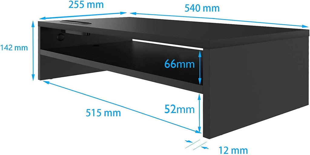 2 Tiers Wood Monitor Stand Riser with Storage Organizer Q636