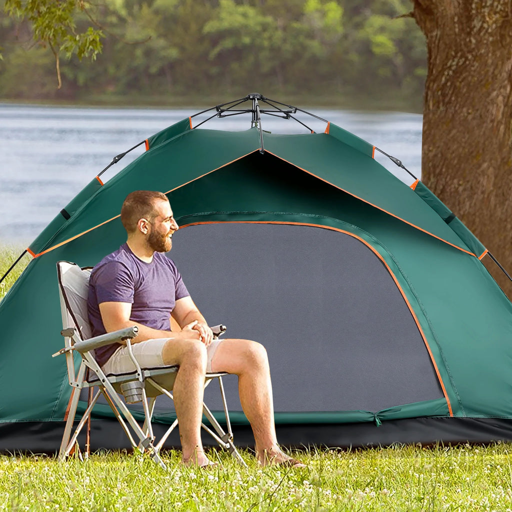 4 Person Pop up Camping Tent, Green D596049