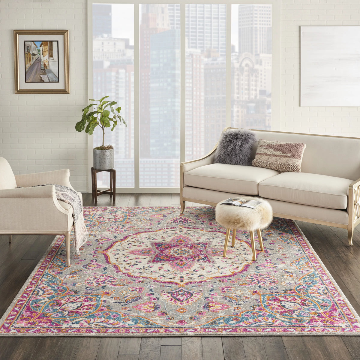 Grey Multicolor 8' x 10' Area Rug P640
