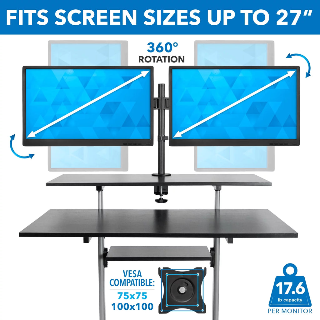 Height Adjustable Standing Desk with Dual Monitor Mount D803