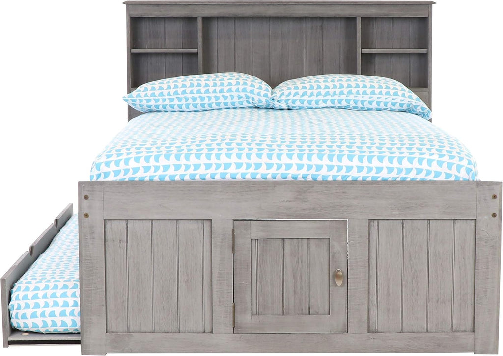 Charcoal Full Bookcase Bed with 3 Drawers and Twin Trundle L624