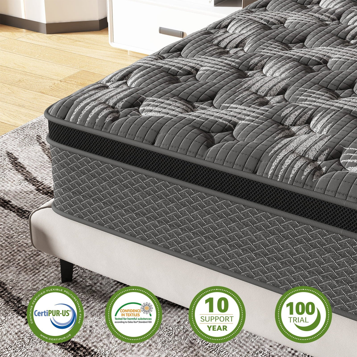 CertiPUR-US Certified Memory Foam Pocket Spring Hybrid Mattress W595
