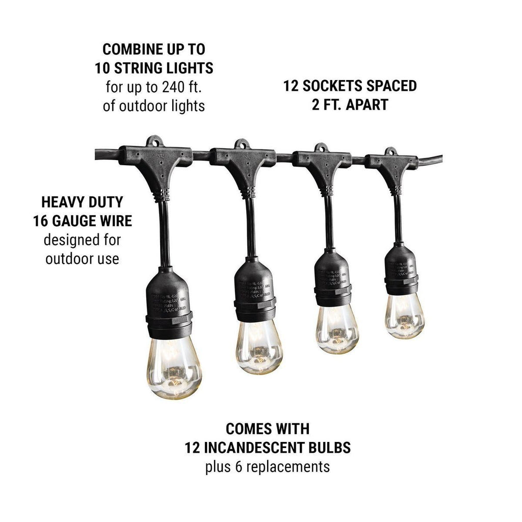 Black 12-Bulb Incandescent String Lights Z9059
