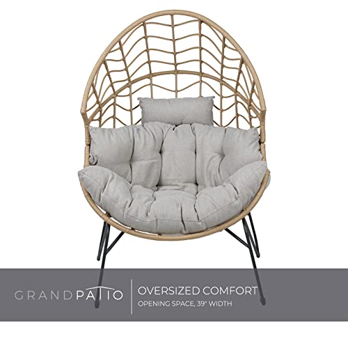 Oversized PE Wicker Egg Chair with Olefin Cushion and Stand V86528