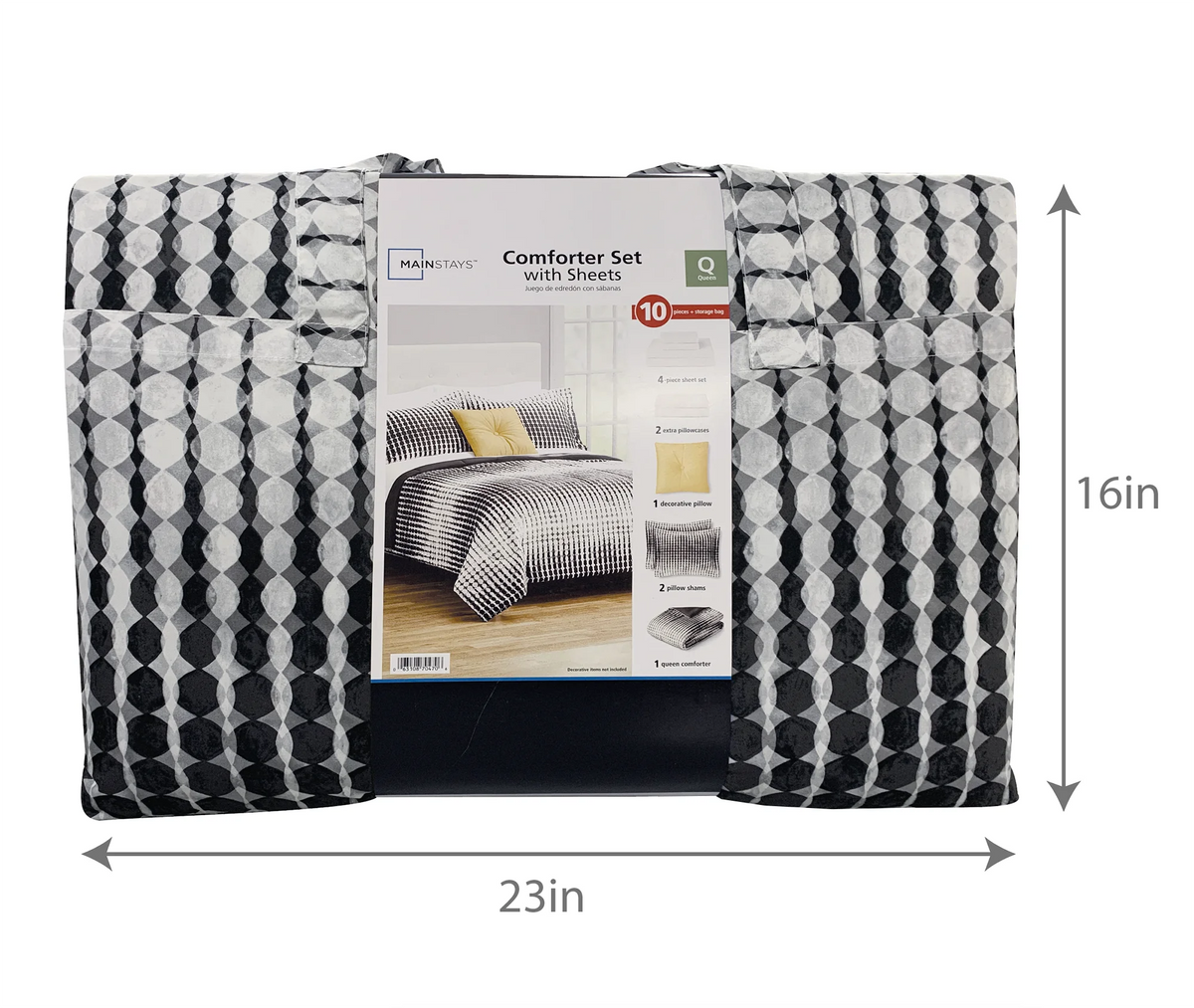 Rich Black Floral 10 Piece Queen Bed in a Bag Comforter Set U4535